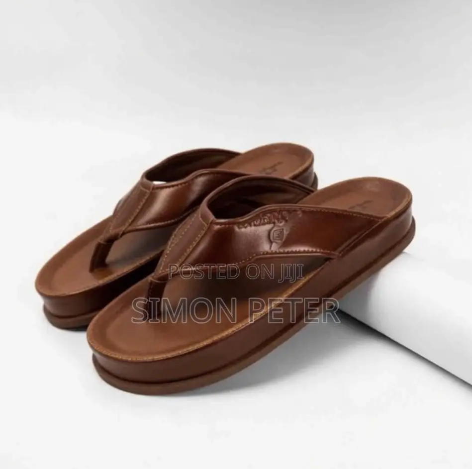 Means Brown Leather Slippers