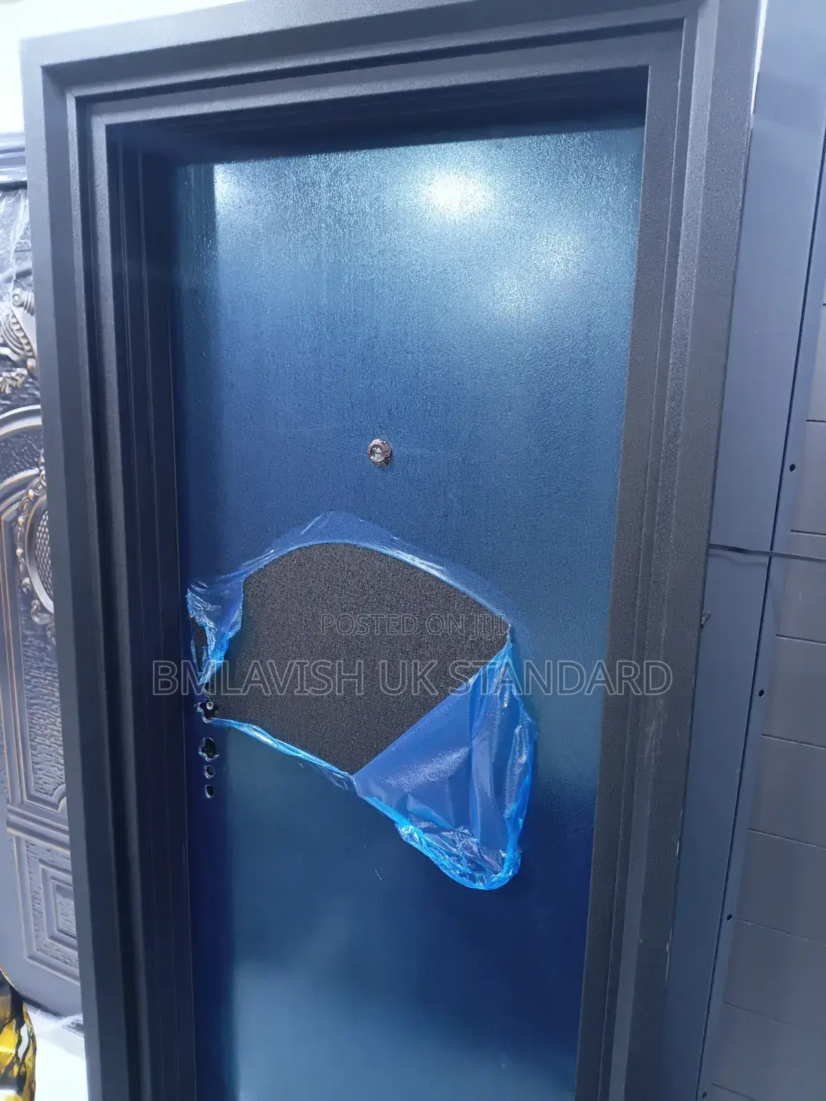3ft Black Steel Security Door 9"Frame