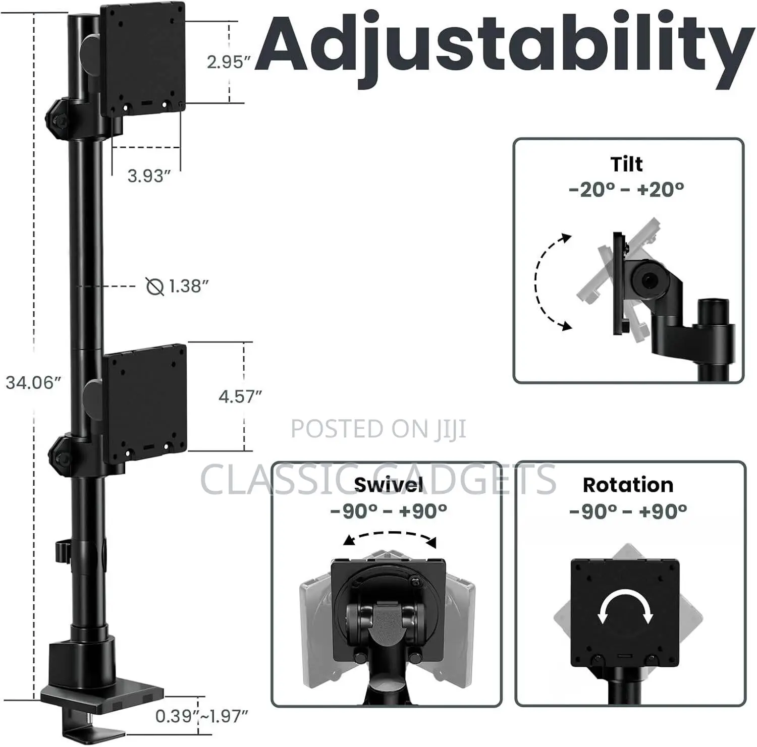 Articulating Fpm80 Dual Ultra Wide Monitor Arm for 27-57”