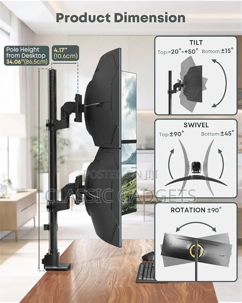 Articulating Fpm80 Dual Ultra Wide Monitor Arm for 27-57”