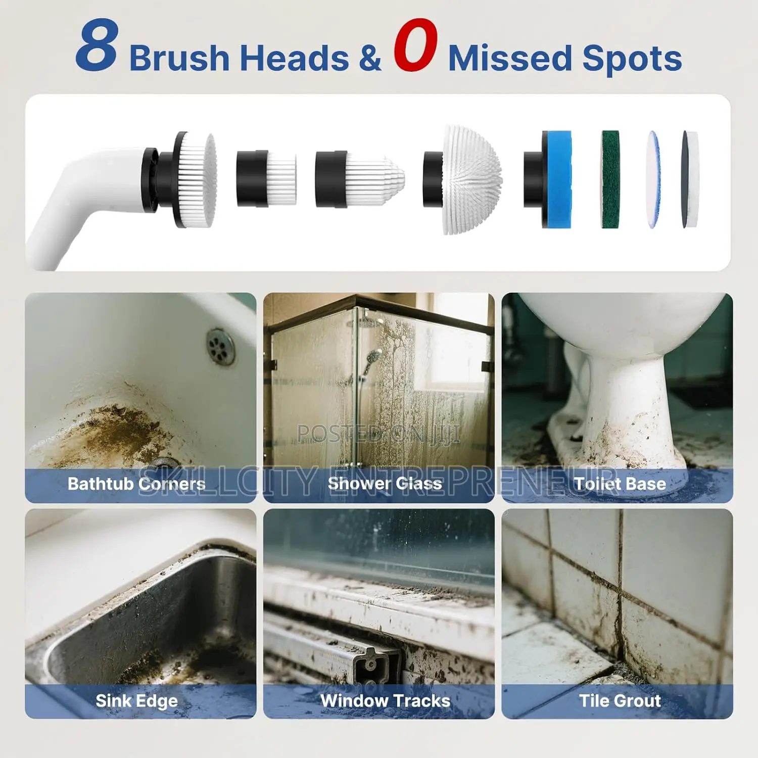 Electric Spin Scrubber, Full-Body Ipx7 Waterproof Cordless