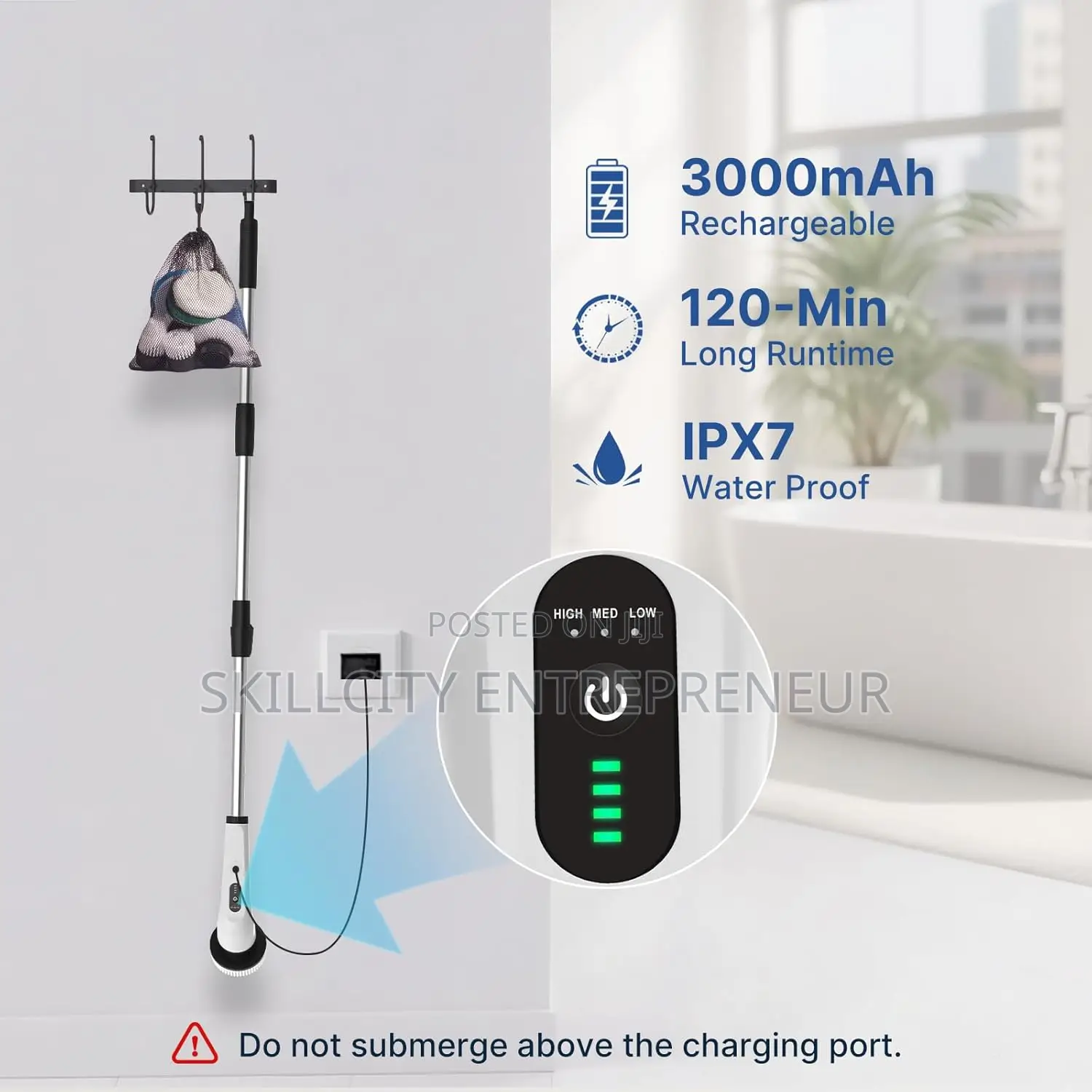 Electric Spin Scrubber, Full-Body Ipx7 Waterproof Cordless