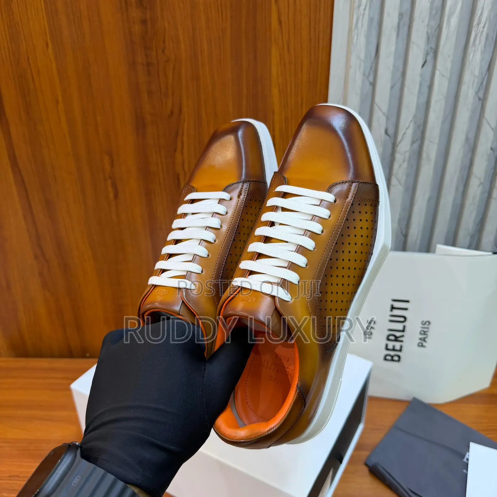 Berluti Stellar Sneakers in Perforated Venezia Calf Leather