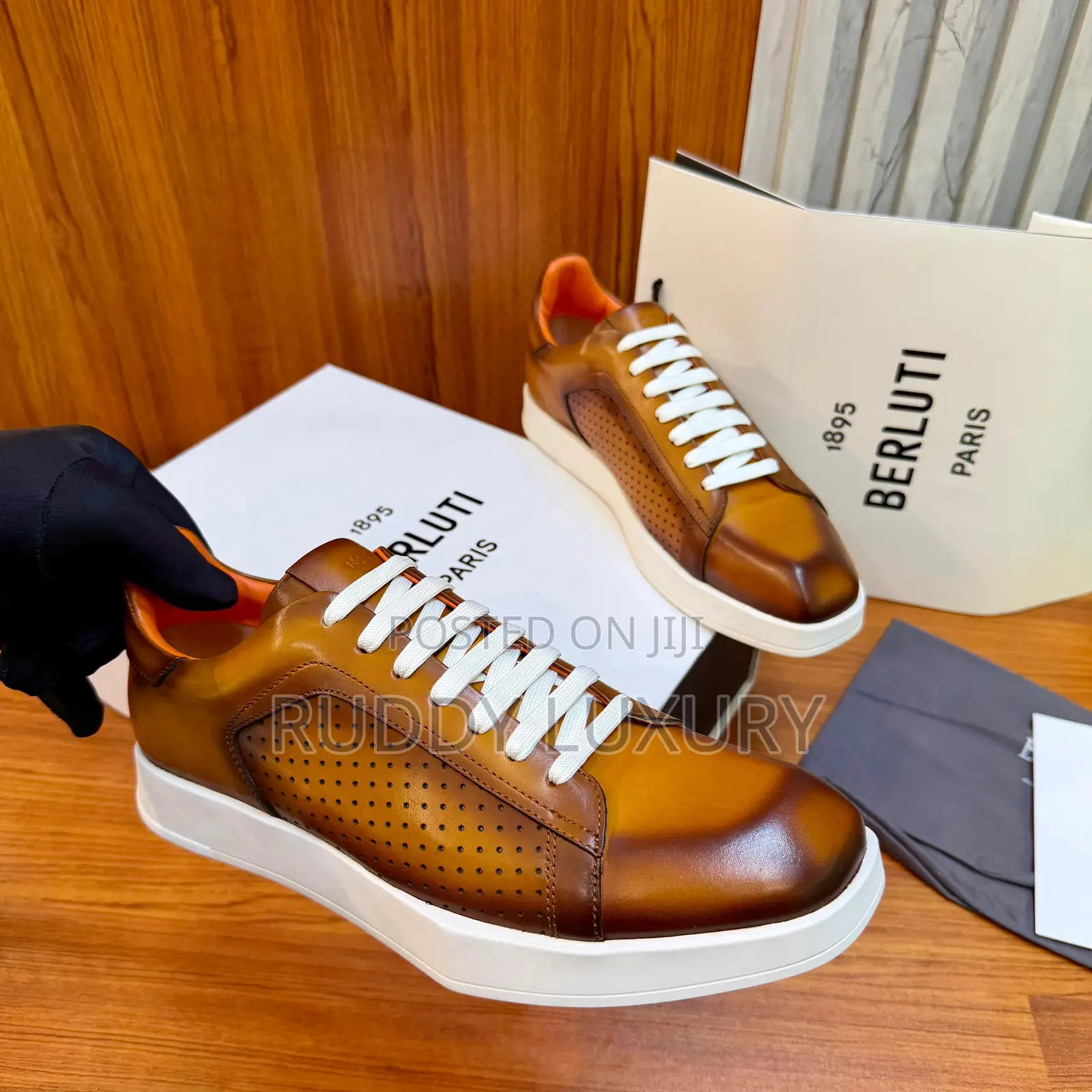Berluti Stellar Sneakers in Perforated Venezia Calf Leather