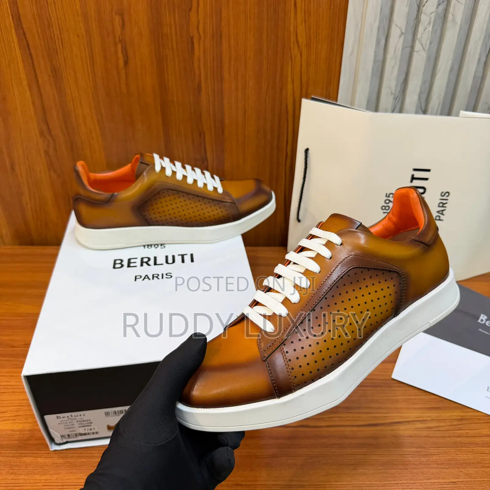 Berluti Stellar Sneakers in Perforated Venezia Calf Leather