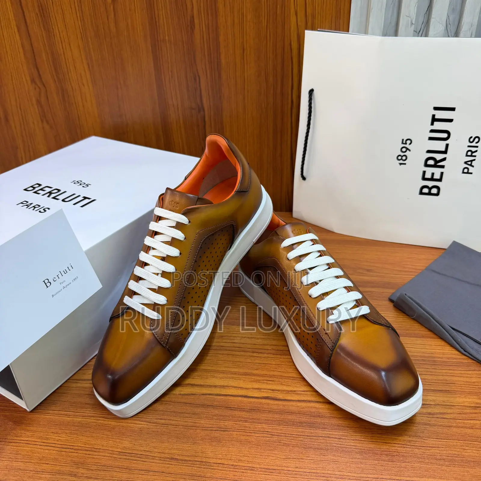 Berluti Stellar Sneakers in Perforated Venezia Calf Leather