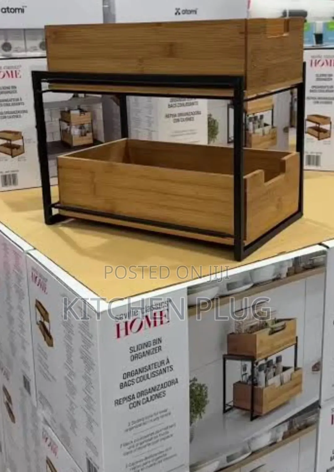 Seville Classics 2-Tier-Bamboo Bin Premium Organizer