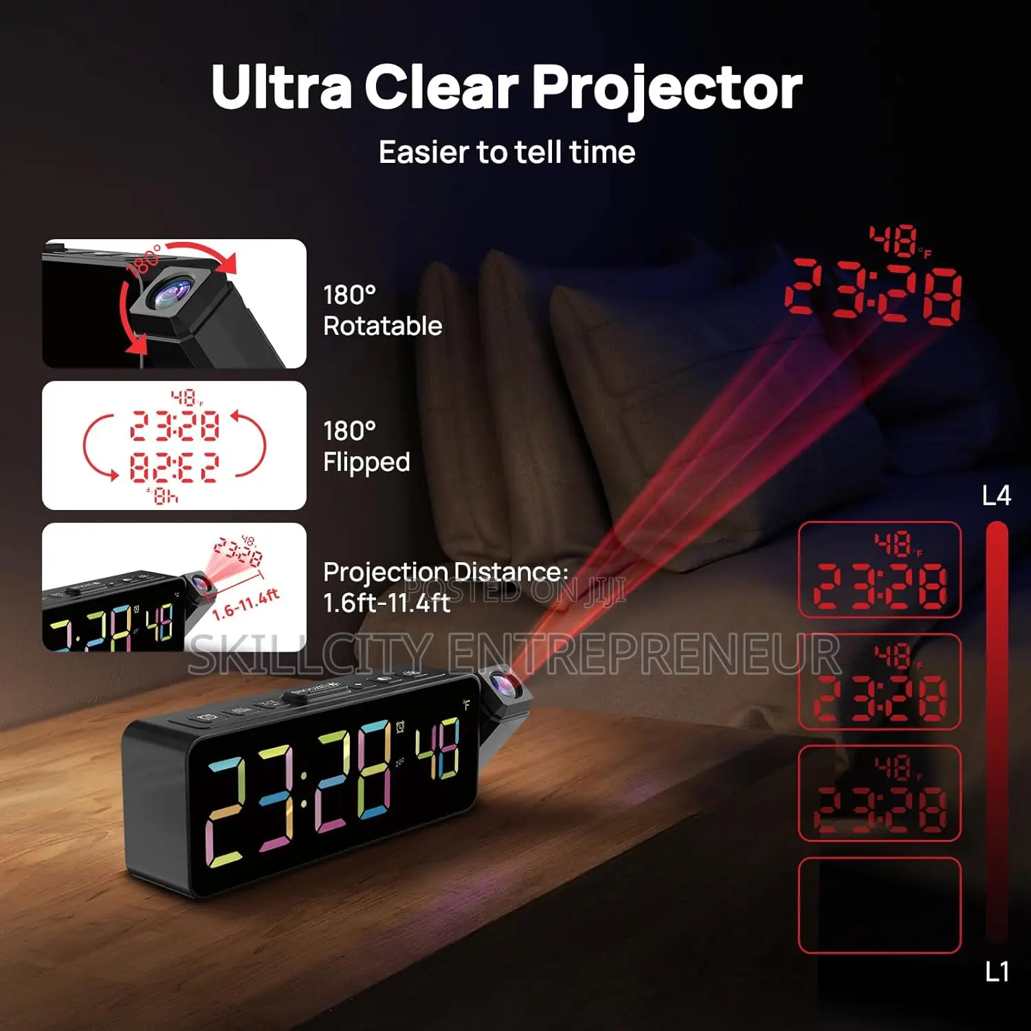 Projection Alarm Clock for Bedroom