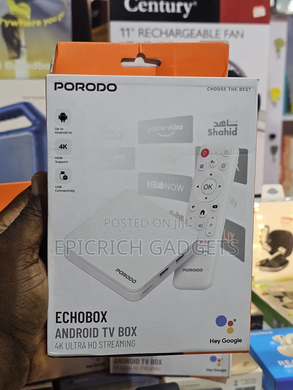Porodo Echobox Android 14 Ultra Hd Streaming Tv Box