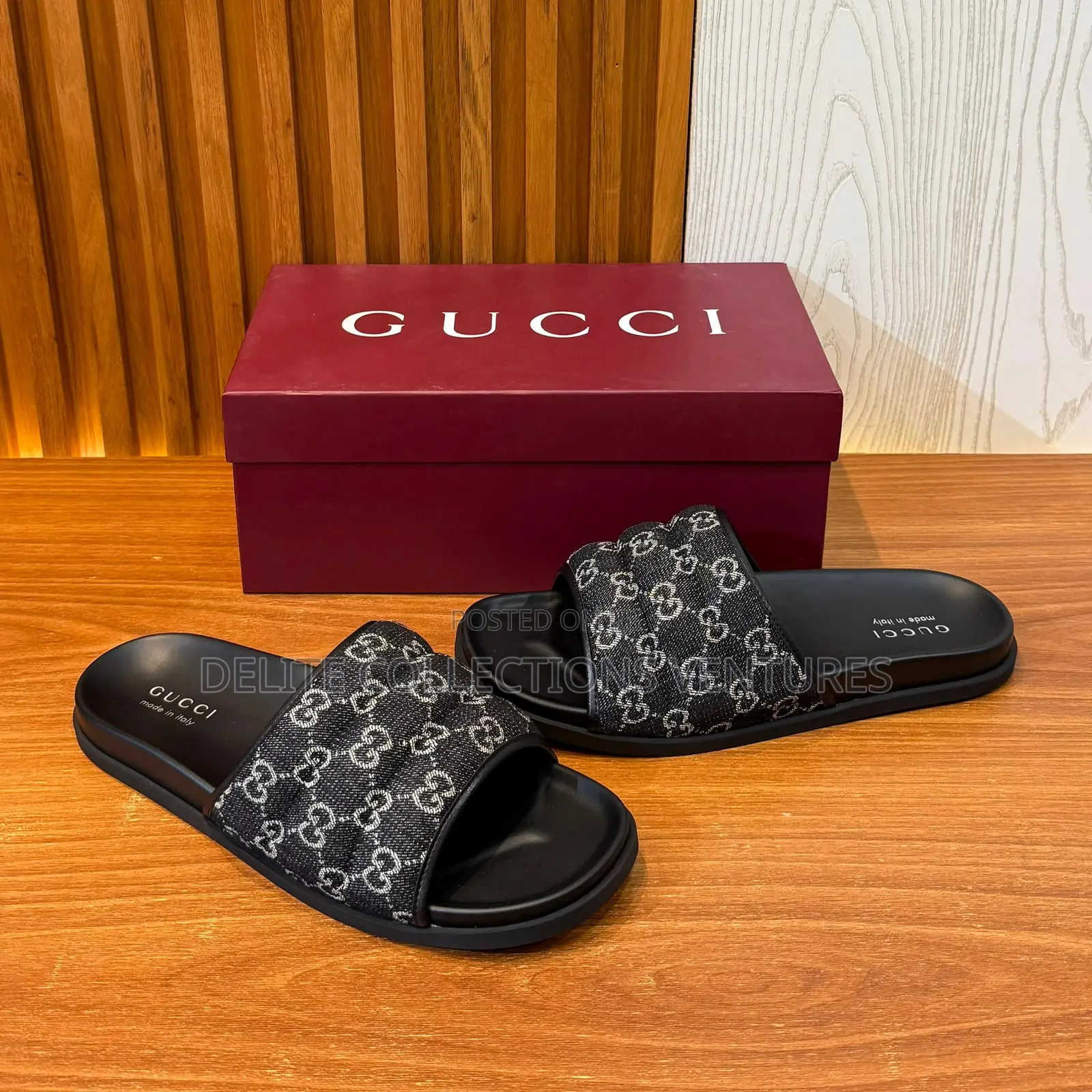 Ss25 Gucci Gg-Printed Suede Slide Sandals