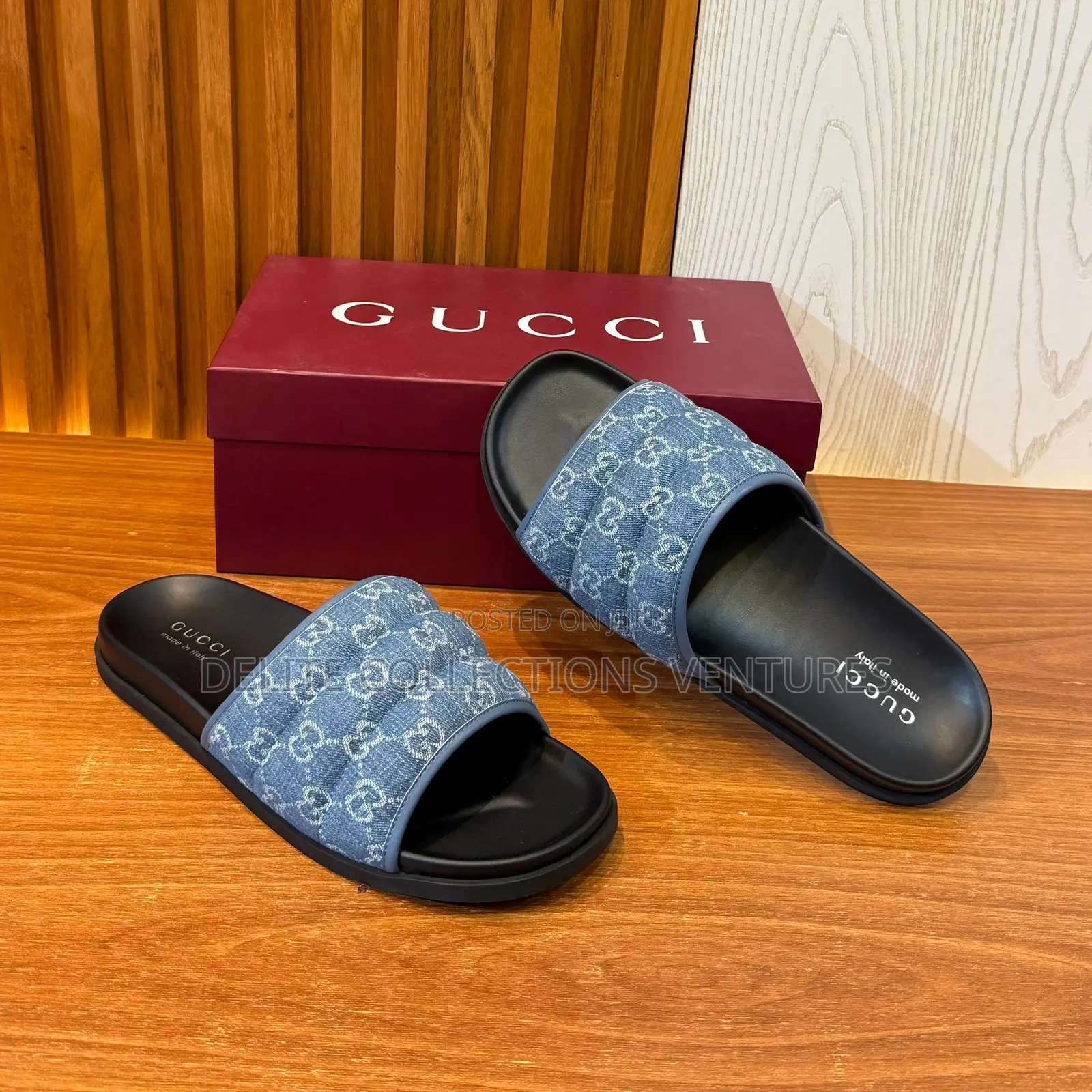 Ss25 Gucci Gg-Printed Suede Slide Sandals
