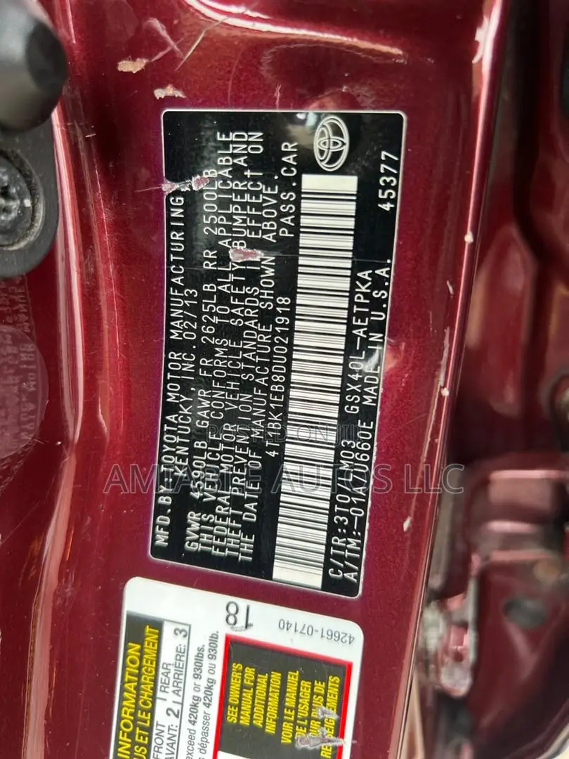 Toyota Avalon Limited Sedan FWD (3.5L 6cyl 6A) 2013 Burgundy