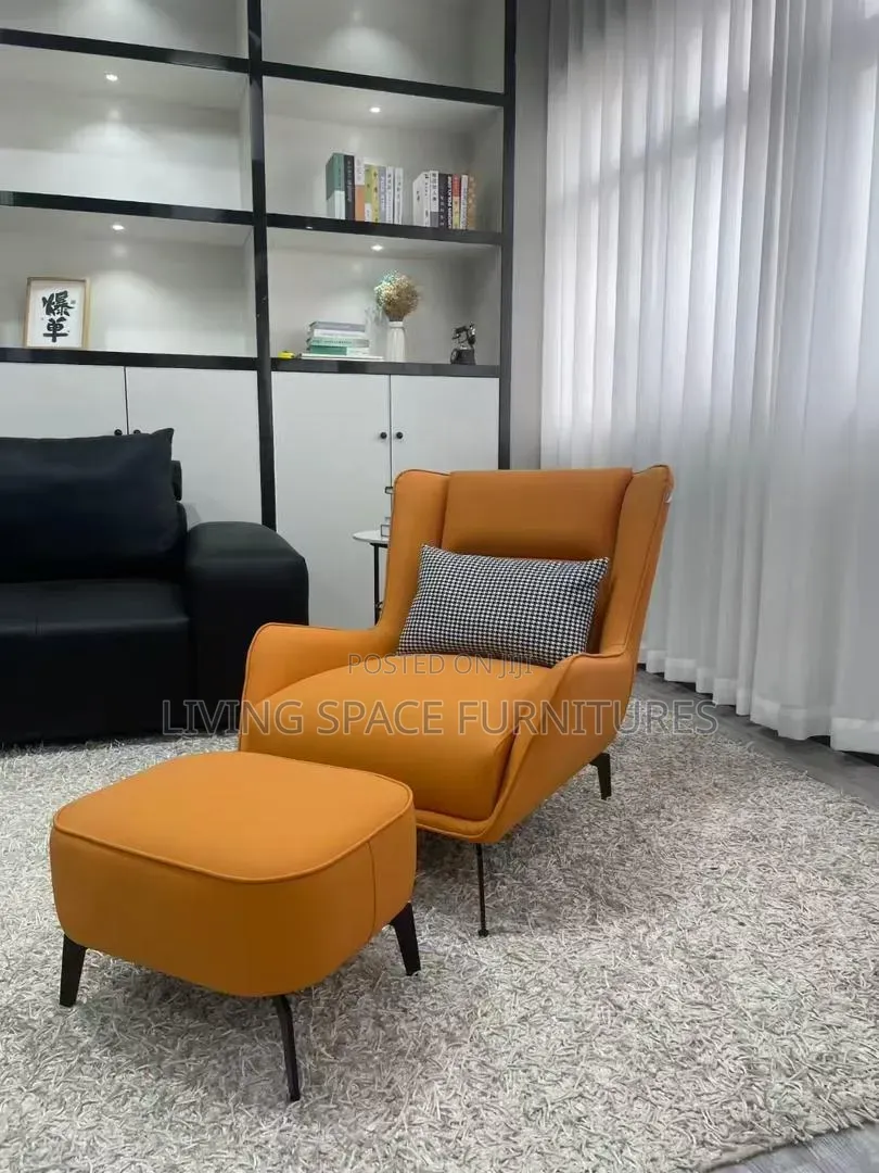 Executive Accent Chair With Footrest With Throw Pillow