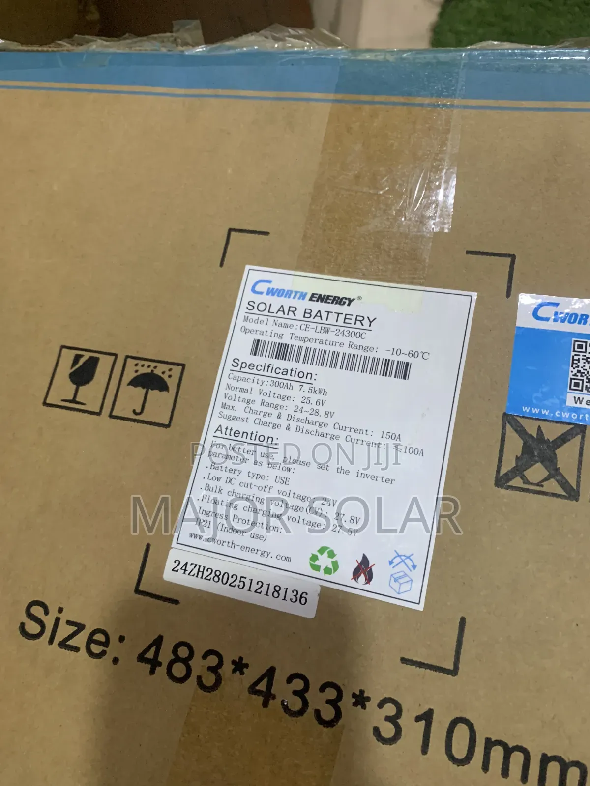 7.5kwh 24v Cworth Lithium Battery