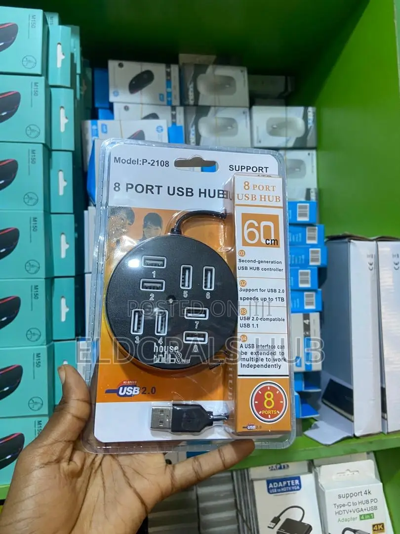 8 Port Usb 2.0 Hub High Speed Usb Splitter 60cm Cable - Model P-2108