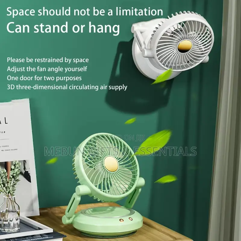 Foldable and Rotating Rechargeable Fan With Light
