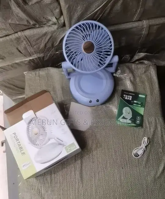 Foldable and Rotating Rechargeable Fan With Light