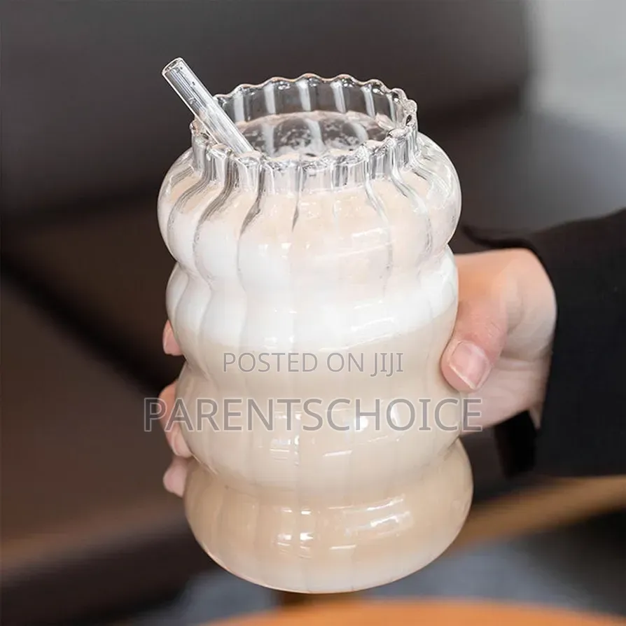 Cloud / Ripple Water Glass - With Straw