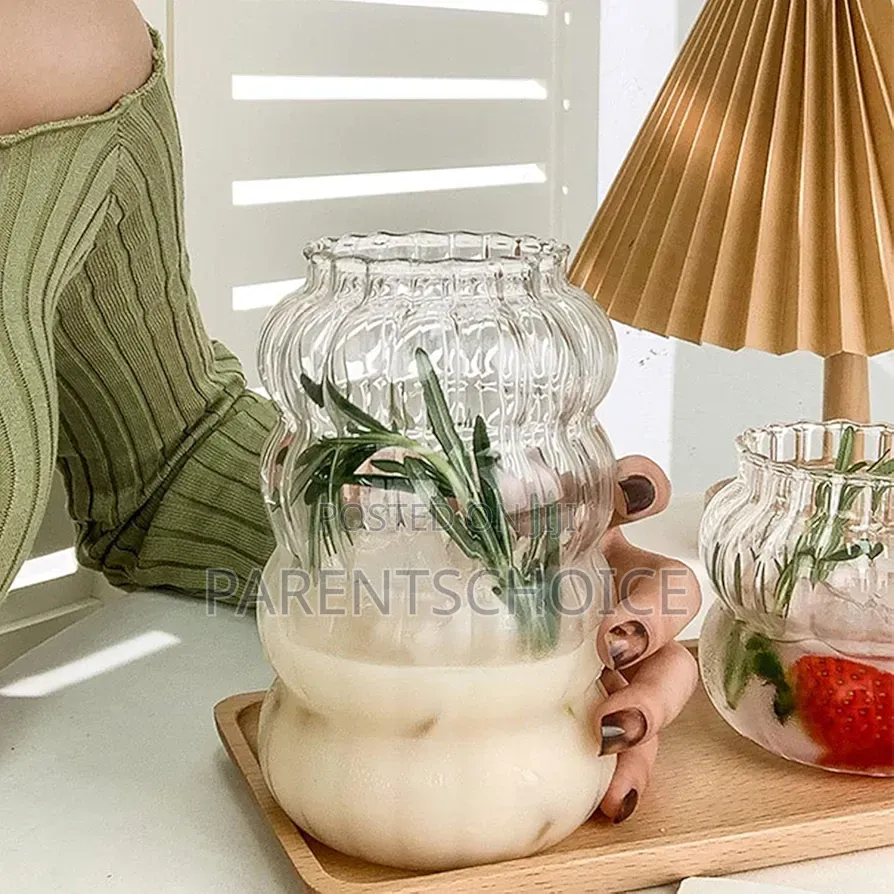 Cloud / Ripple Water Glass - With Straw
