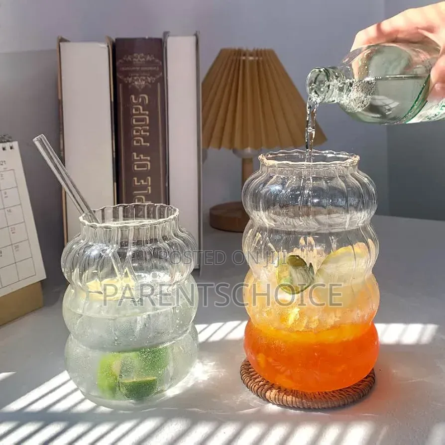 Cloud / Ripple Water Glass - With Straw