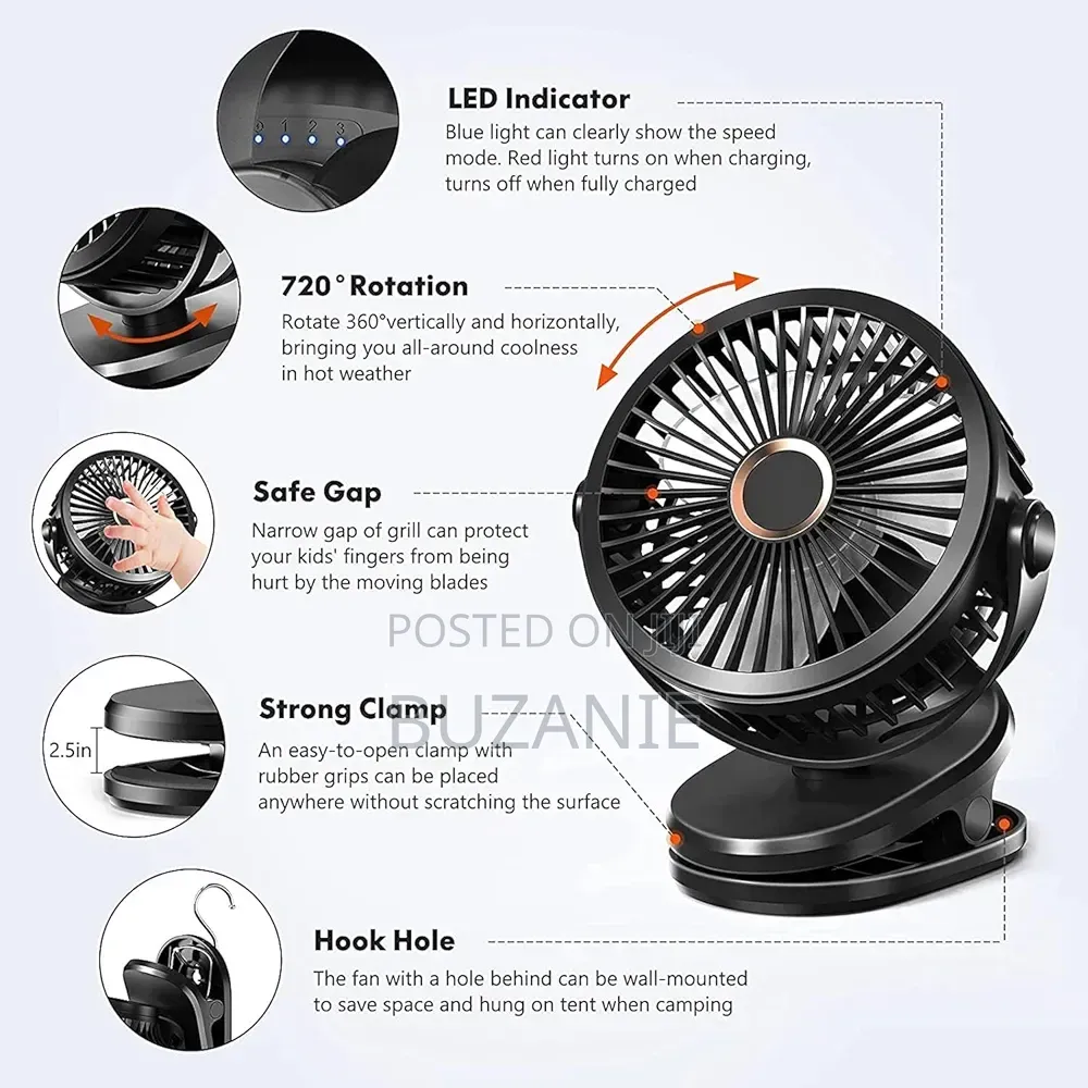 Rechargeable Fan 48 Hours Battery Life 10,000mah