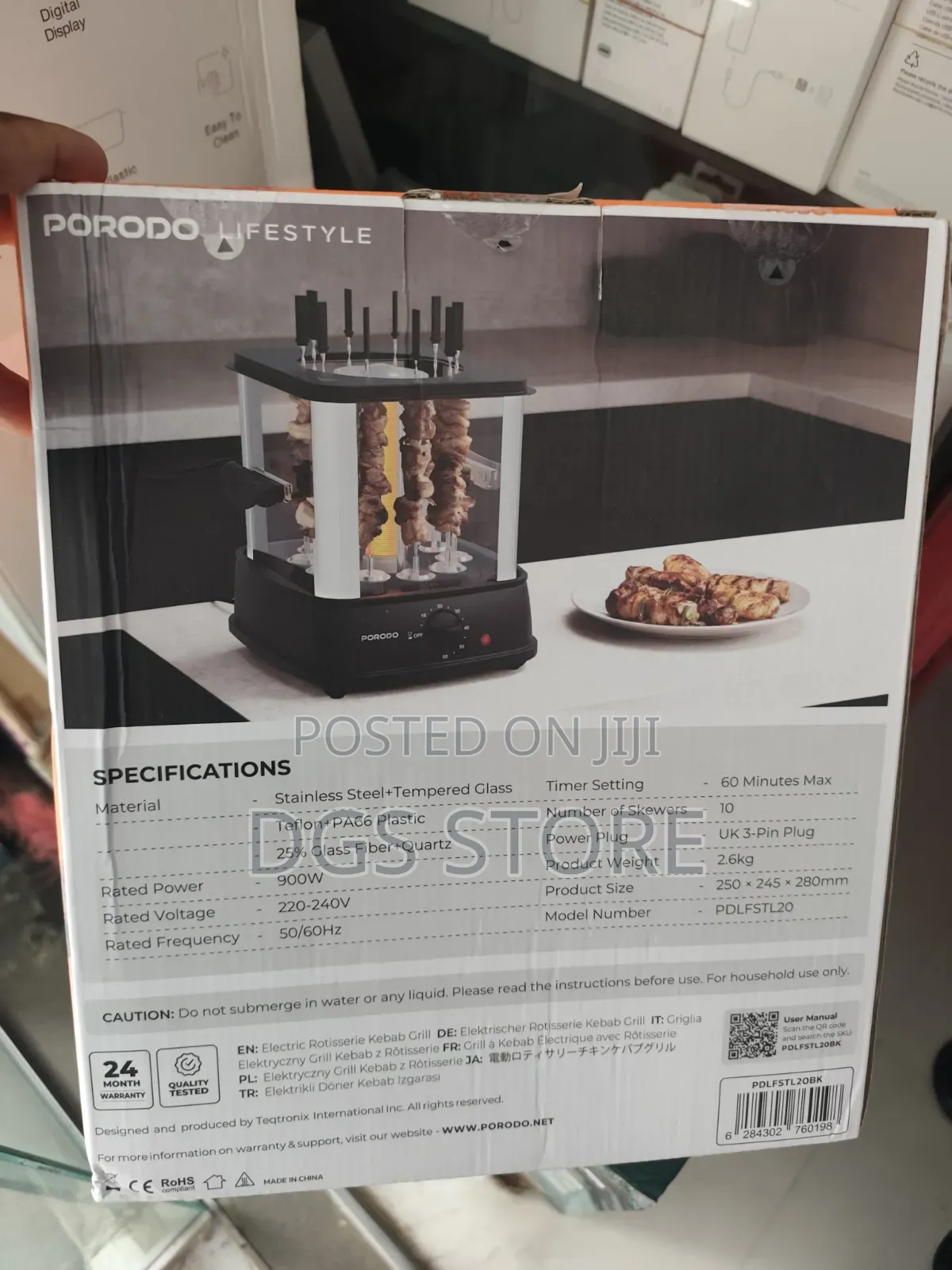 Porodo Grill Jet Electric Rotisserie Kebab Grill 900w