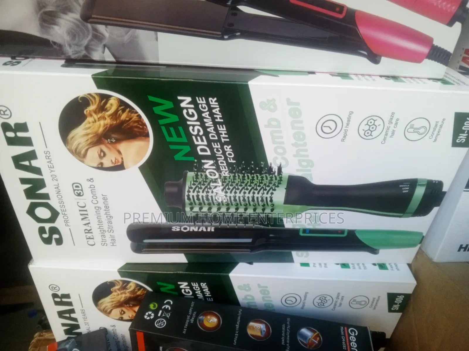 Sonar Ceramic Straightening Comb Sn - 006 and Hair Straightener