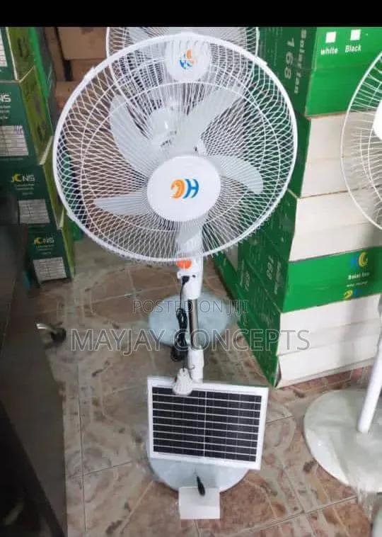 Holygrace 16" Solar-Rechargeable Standing Fan With Solar Panel|Bulb