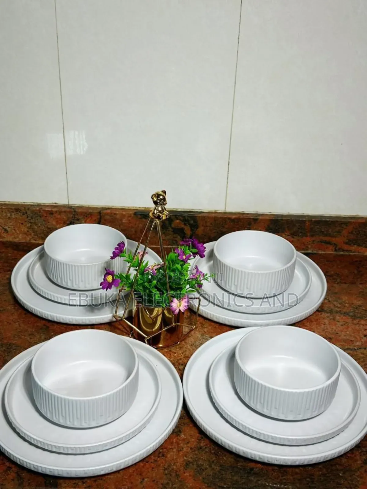 12 PCS White Dinnerset With Stripes Is Available Now