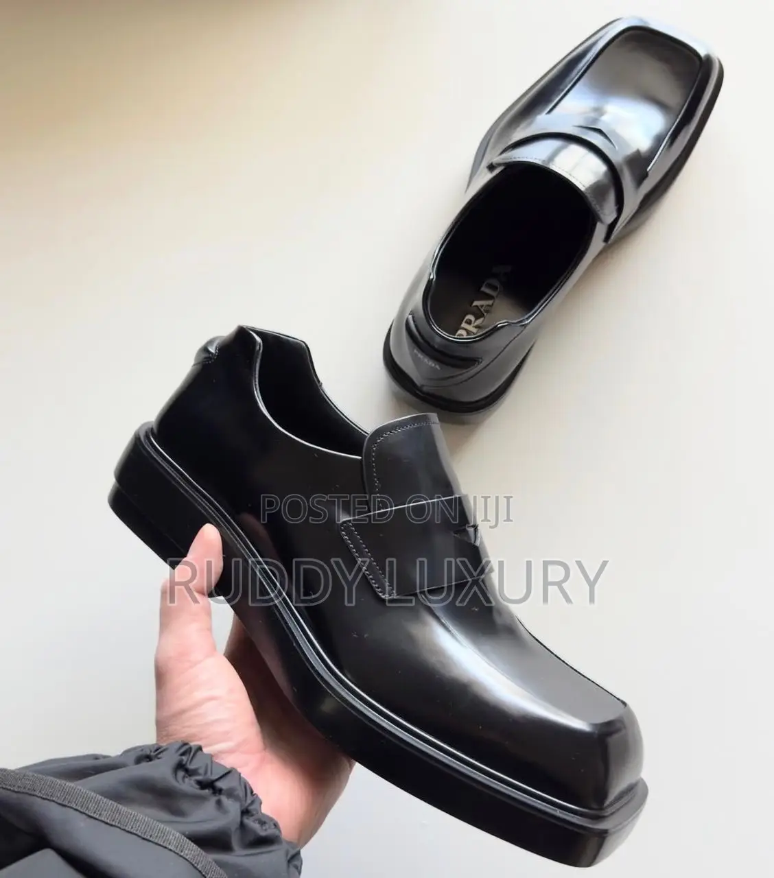 Prada Men’S Brushed Leather Loafers.