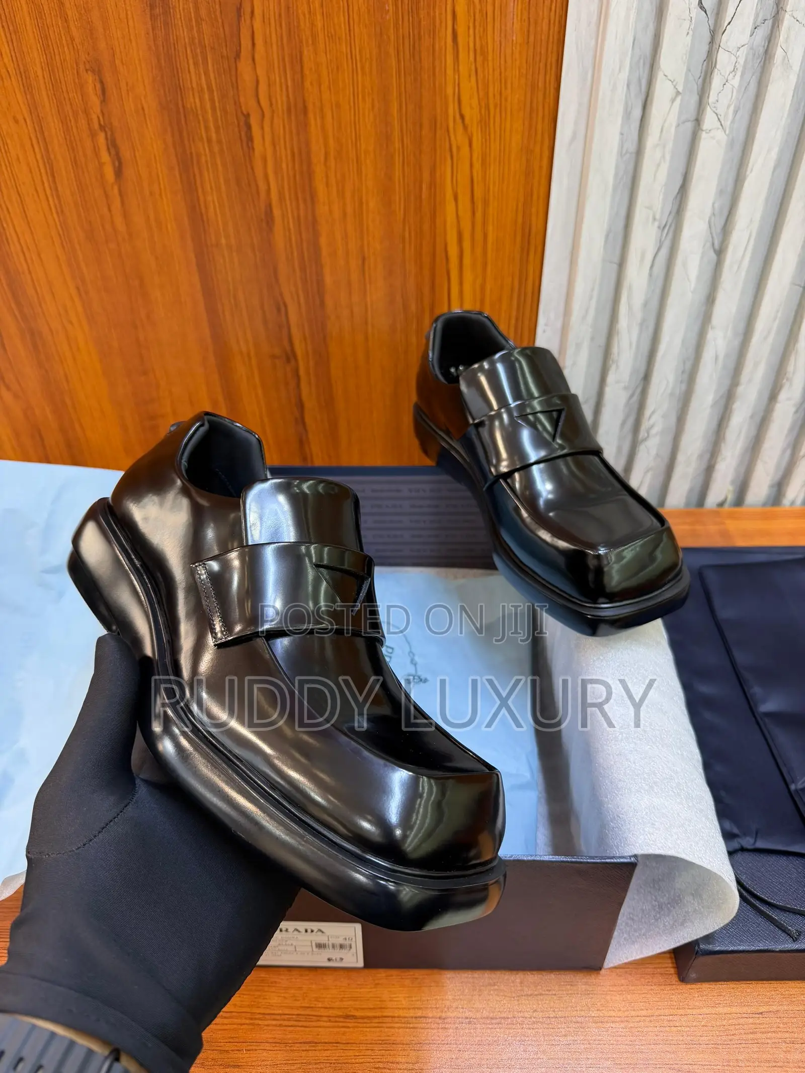 Prada Men’S Brushed Leather Loafers.