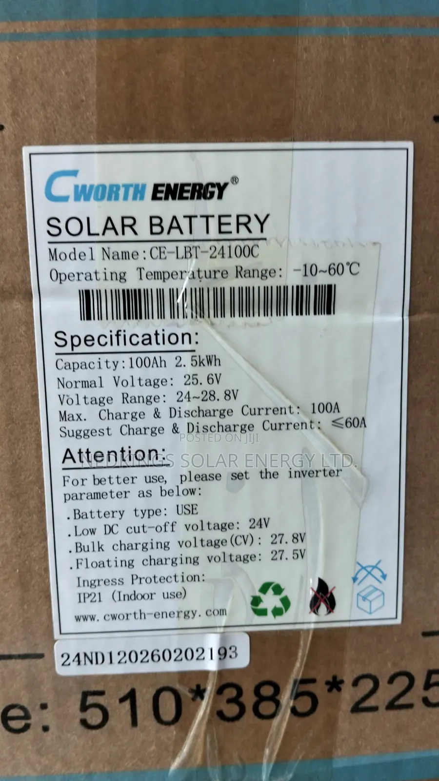 2.5kwh 24v Cworth Lithium Battery