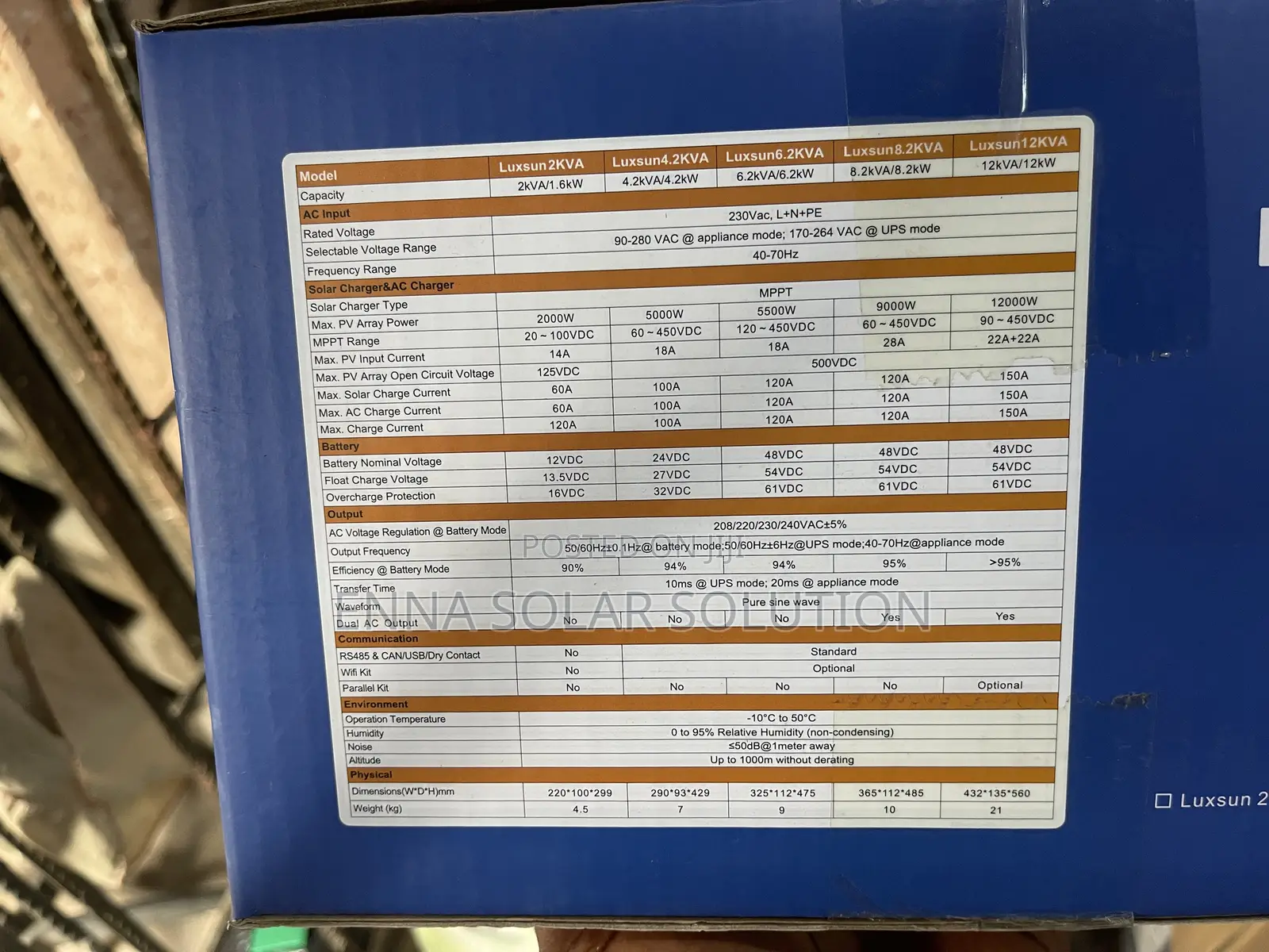 2kva / 12v Luxsun Hybrid Solar Inverter