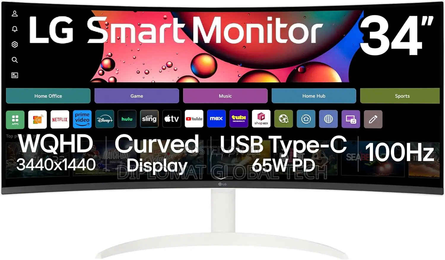Lg 34sr63qa-W 34-Inch Myview Smart Monitor Curved With Webos Type-C