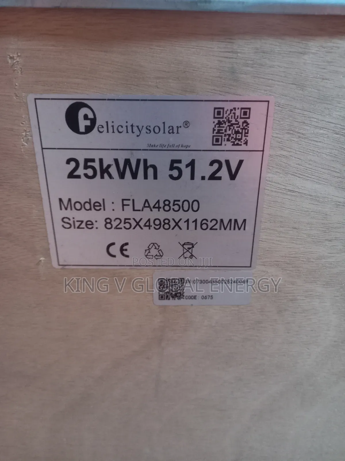 Felicity Solar 25kwh/51.2v Fla Lithium Iron Batteries