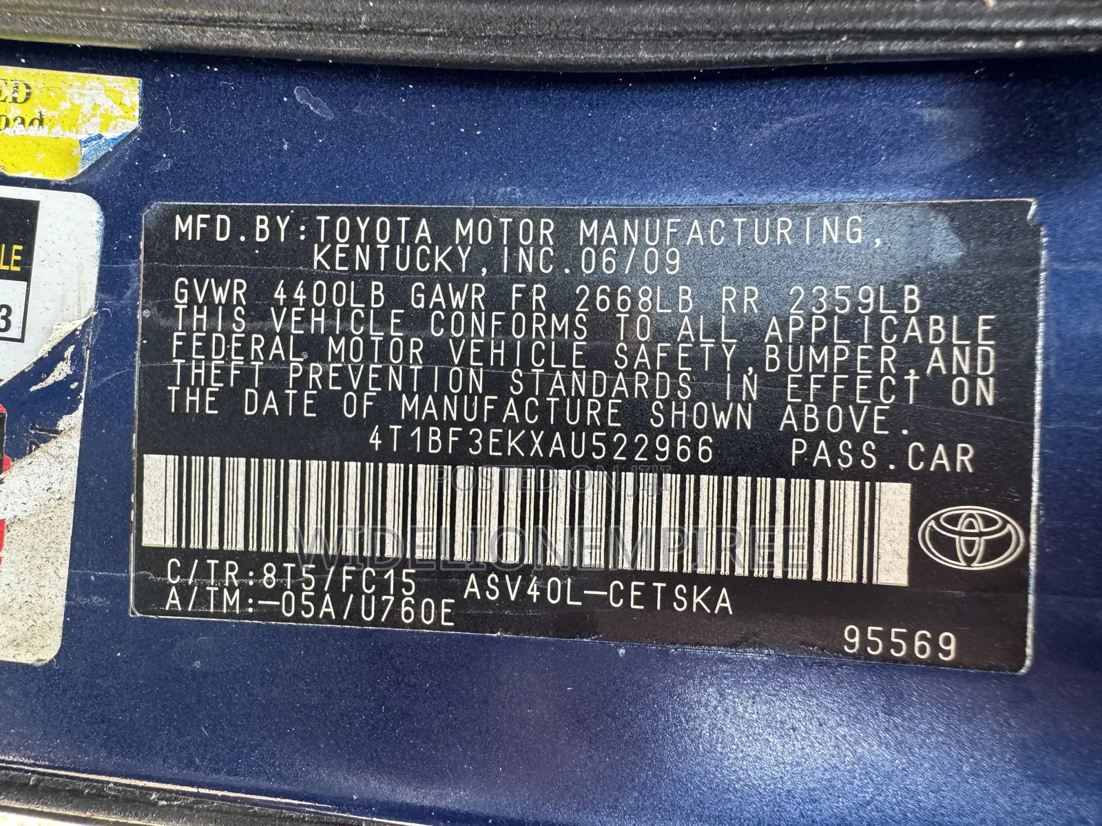 Toyota Camry SE 4dr Sedan (2.5L 4cyl 6AM) 2010 Blue