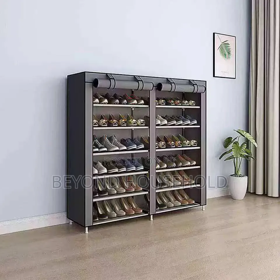 Double Sided 6 Layer Shoe Rack With Dust Ppoof Cover
