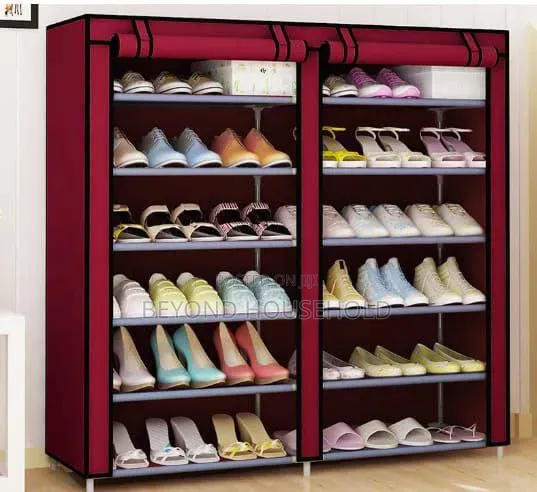 Double Sided 6 Layer Shoe Rack With Dust Ppoof Cover