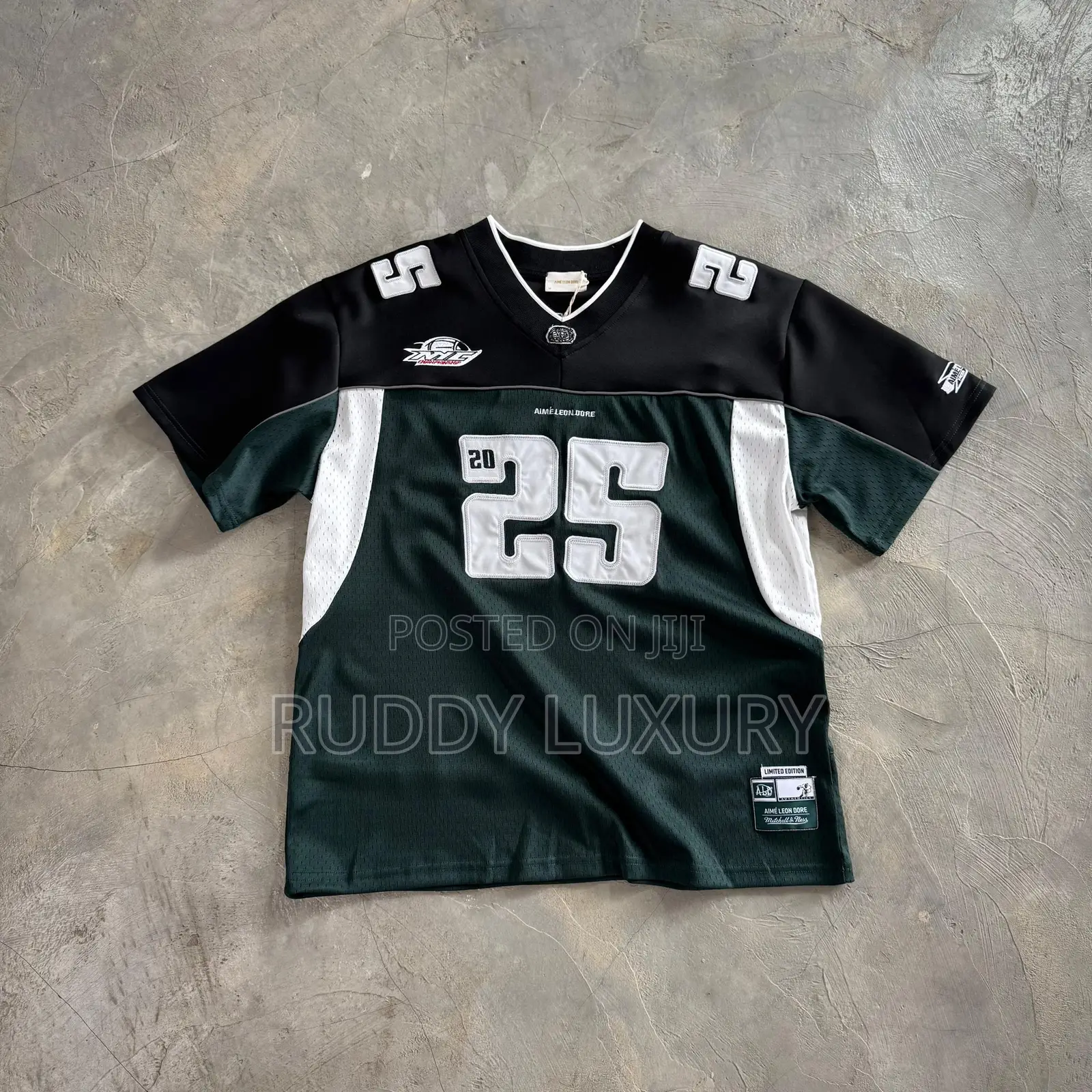 Aimé Leon Dore × Mitchell Ness Oversized Appliquéd Mesh T-Shirt