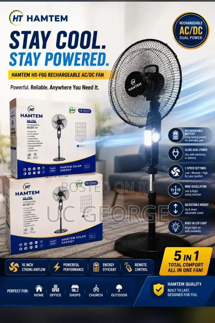 The Hamtem 16-inch Solar Rechargeable Fan