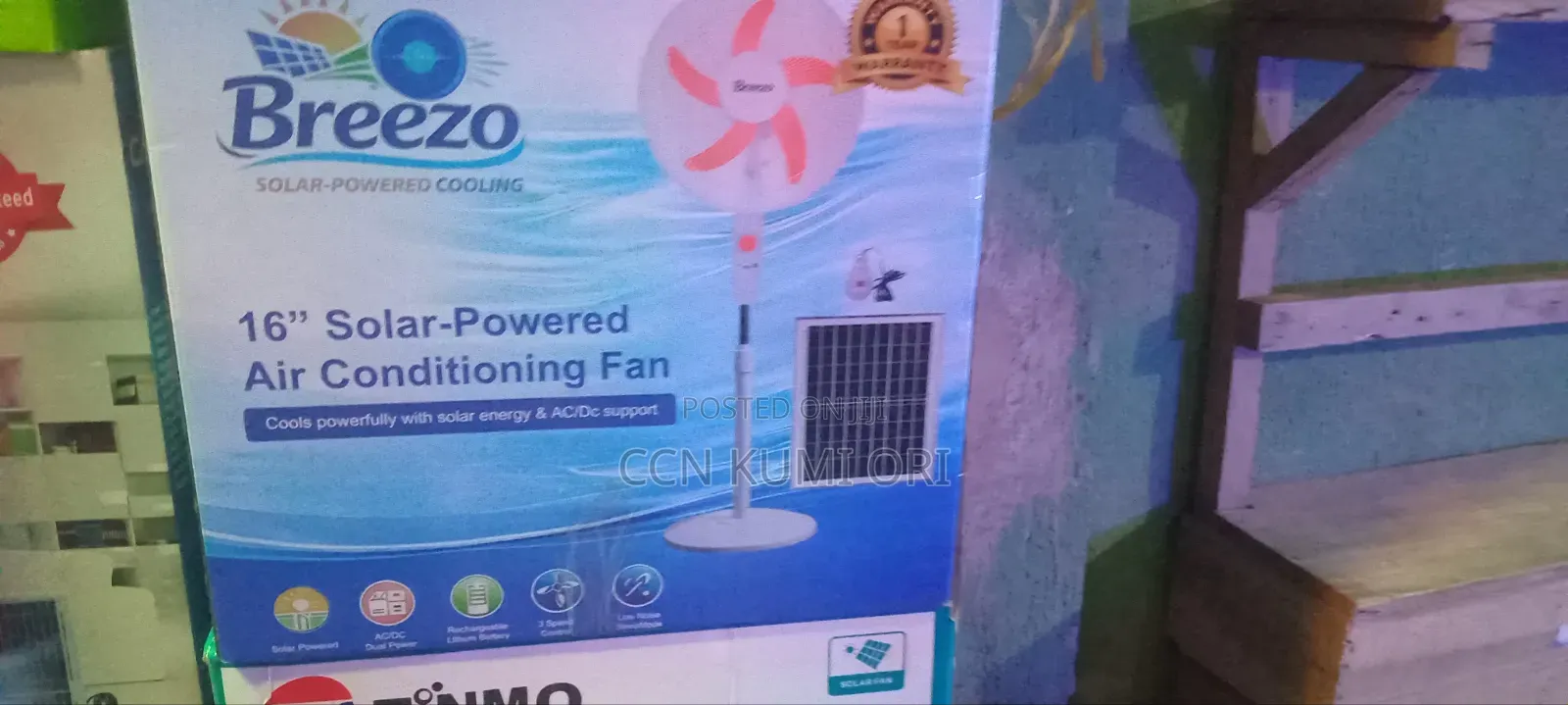Breezo 16-Inch Air Conditioner Fan .Solar Powered Cooling .