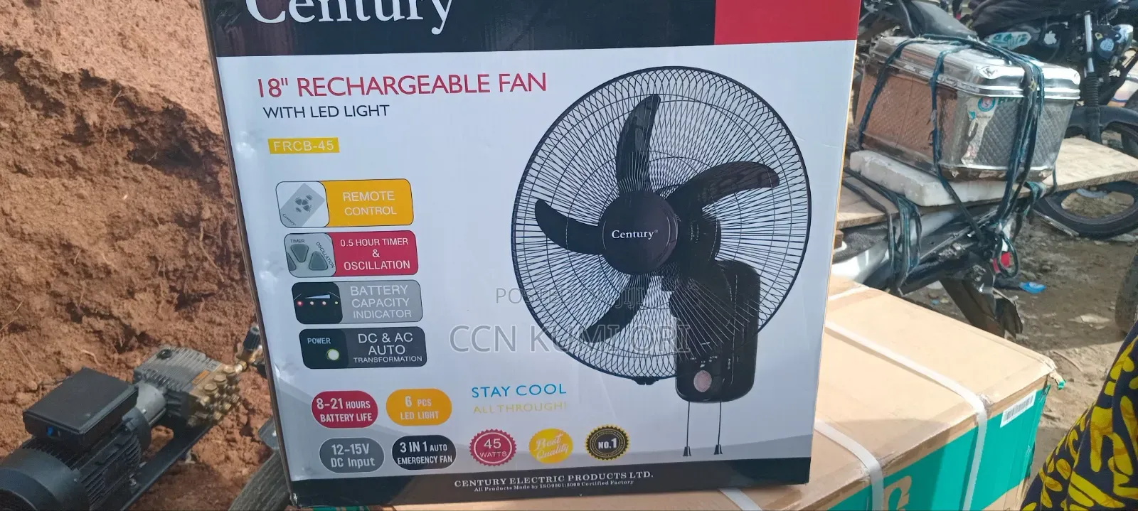 Century 18-Inch Rechargeable Wall Fan ,Ac/Dc , Remote Control.