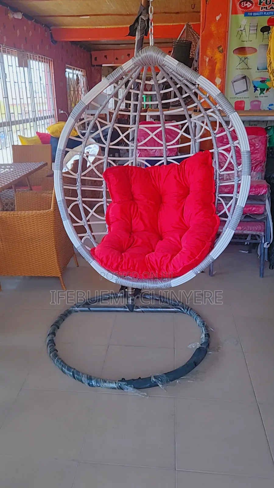 Gra and White With Red Cushion Swing Pipe