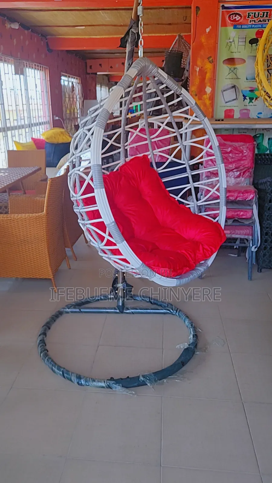 Gra and White With Red Cushion Swing Pipe