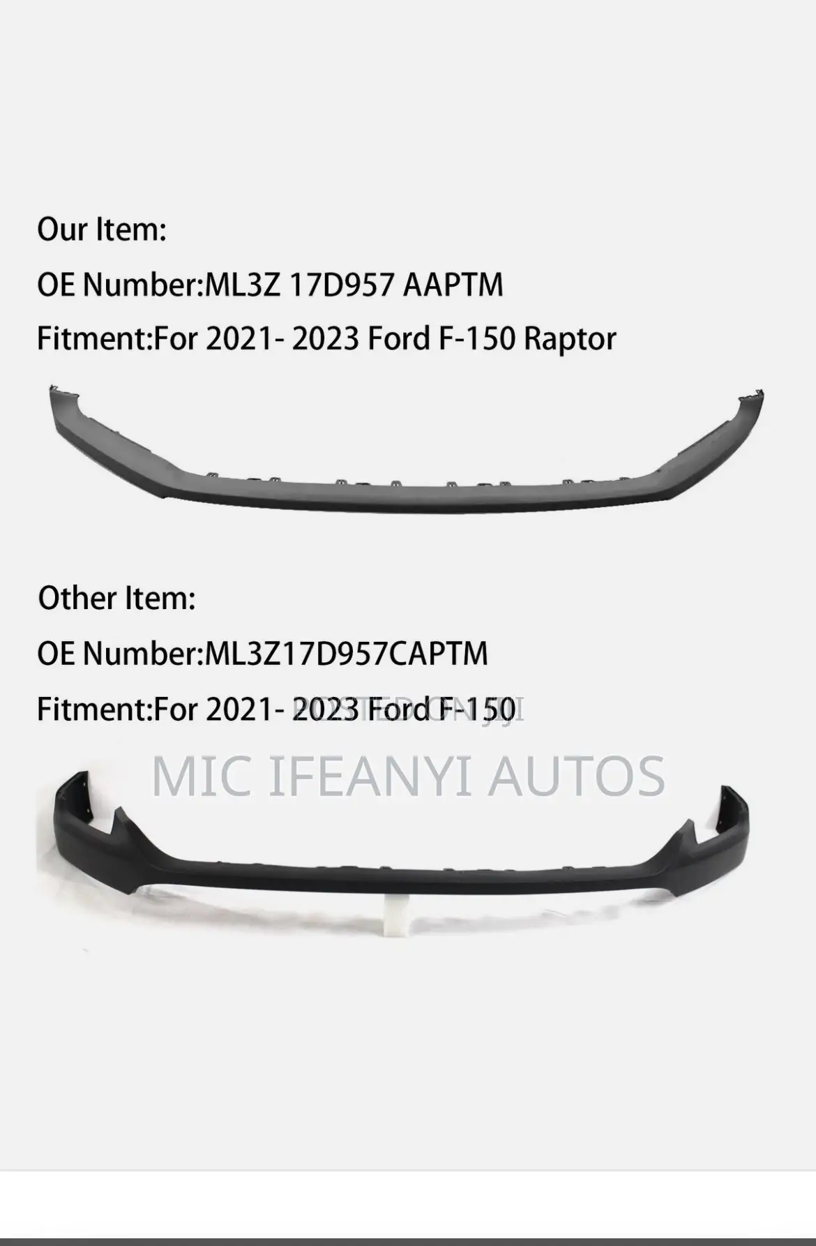 Ford F150 Down Bumper Plastics/Padded