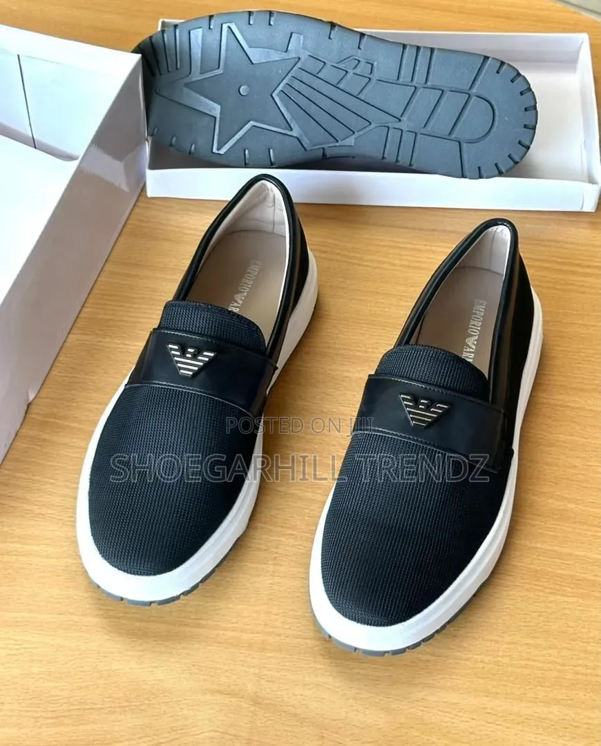 Mens Shies Armani Sneaker Loafers White Sole