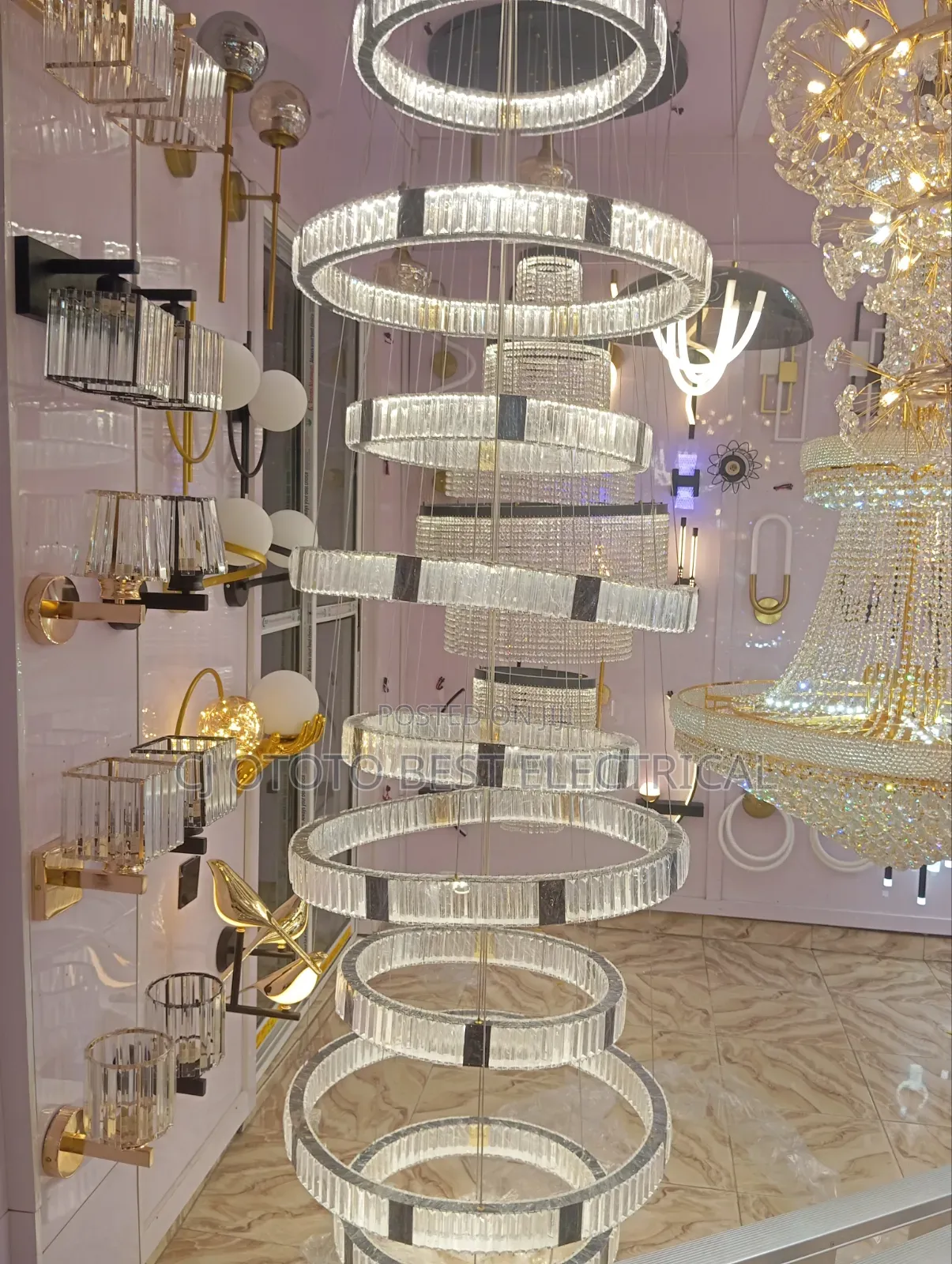 Big Crystal Chandelier Light, About 15 Feet Length Up