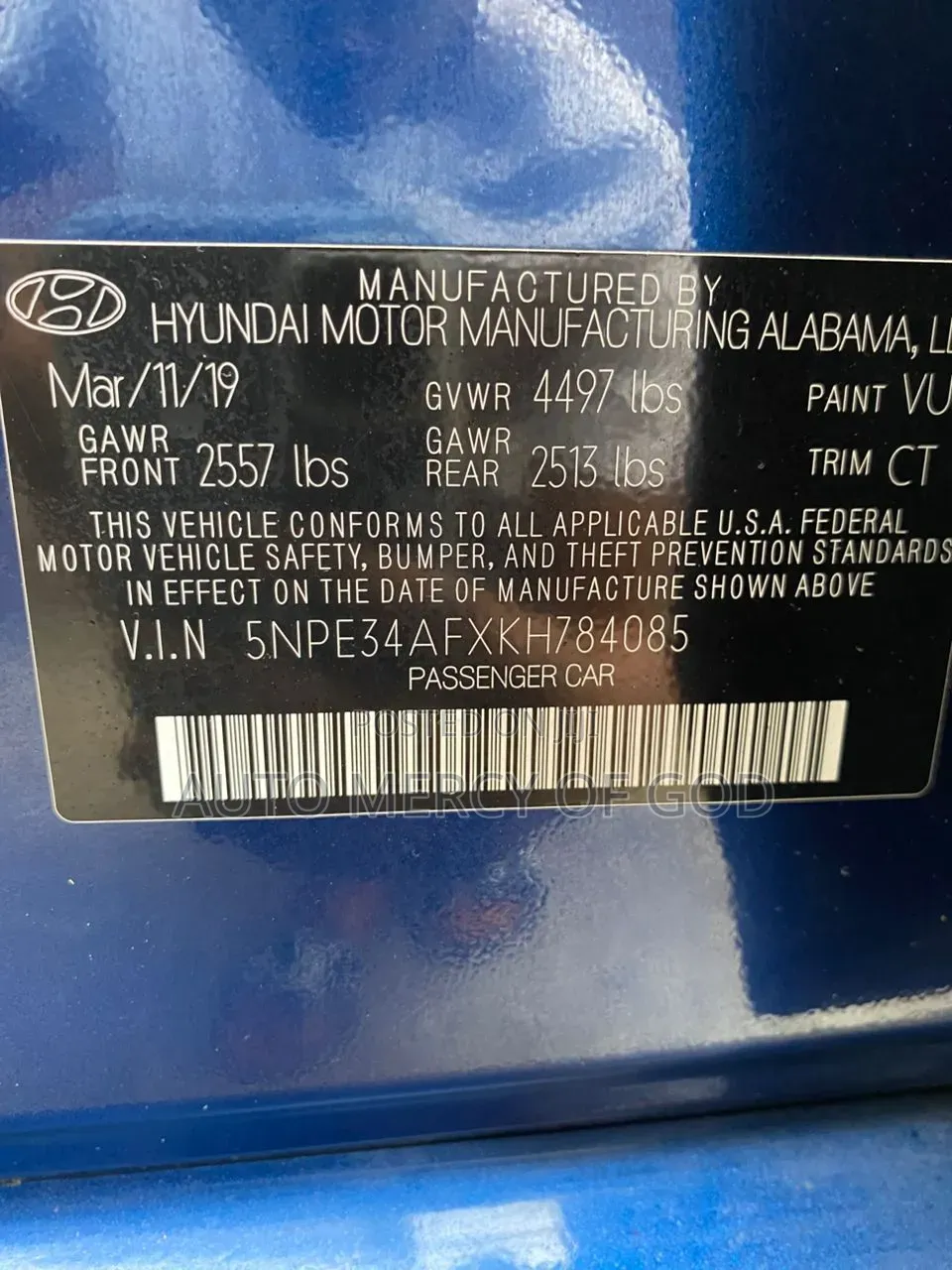 Hyundai Sonata Limited 2019 Blue