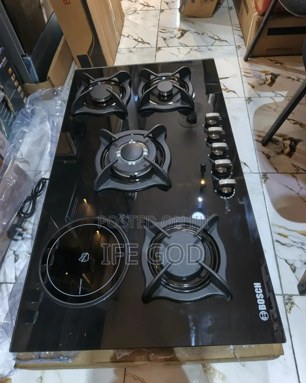 Quality Bosch Built-in Glass Top 5 Burners Gas Electric Cooker Hob.