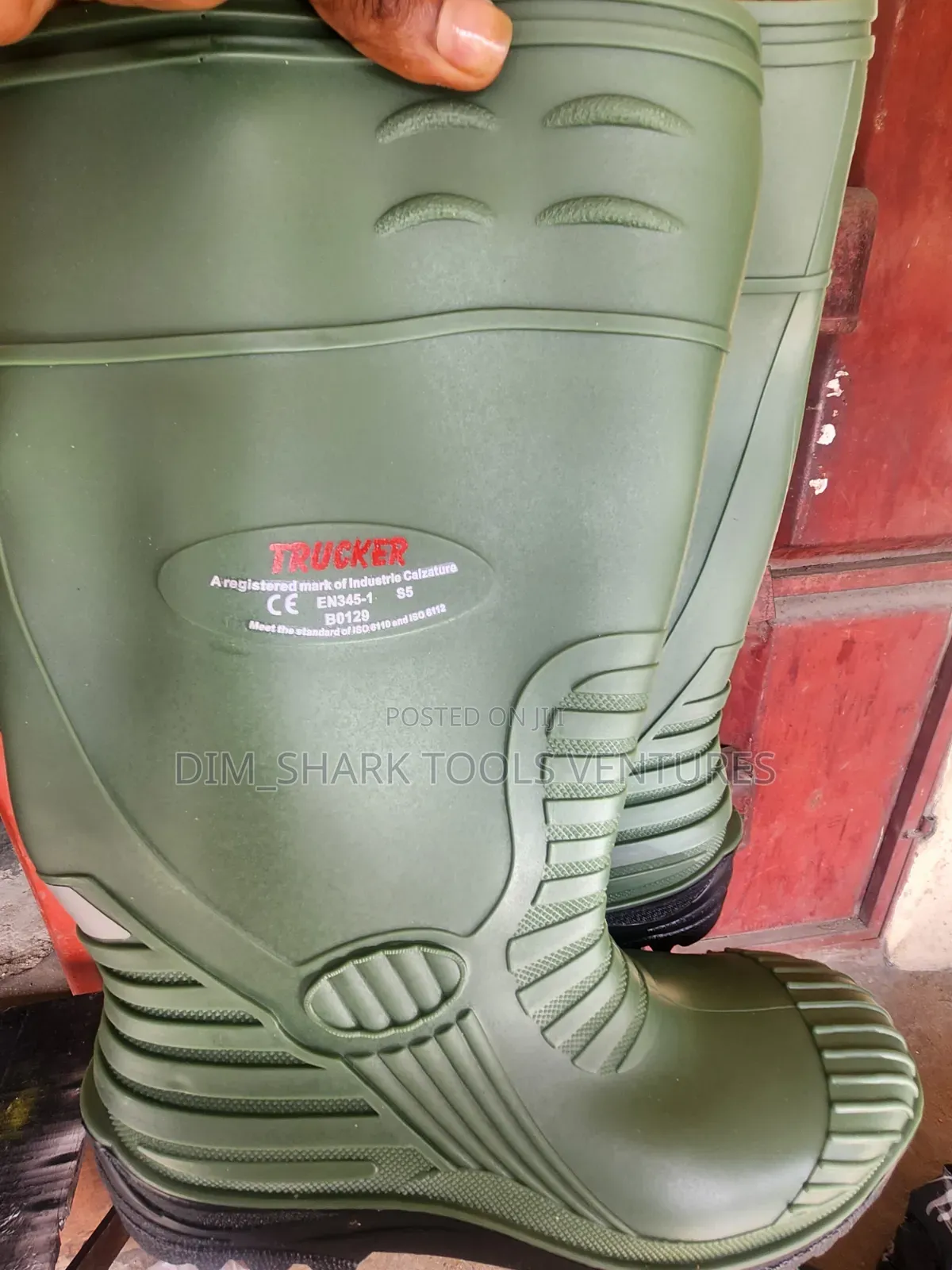Green Trucker Safety Rain Boots Designed for Wet Environments